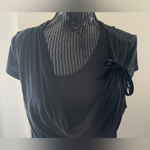 MAC & JAC Black Double Layered Short Sleeve Top Size Large - Picture 2 of 11